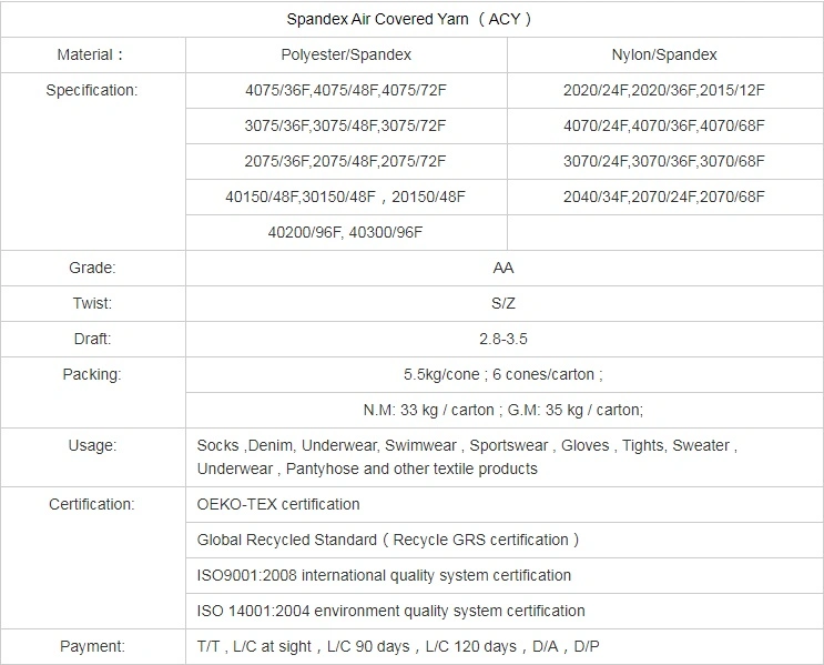 Spandex Yarn Acy Spandex Traditional Single Covered Nylon Yarn Socks Production Yarn Manufacturers